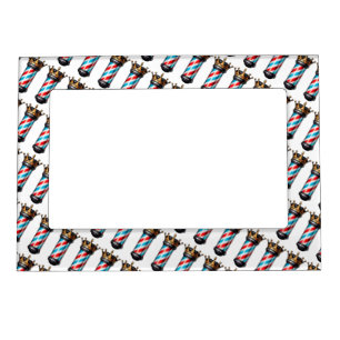 Barber Poles with Gold Crowns Magnetic Frame