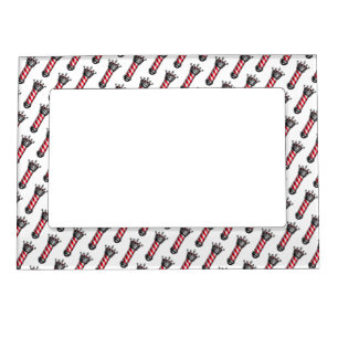 Barber Poles with Silver Crowns Magnetic Frame