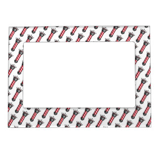 Barber Poles with Silver Crowns Magnetic Frame