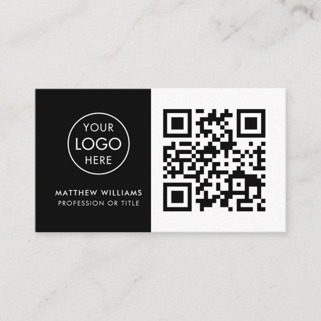 Barber Professional QR Code Logo Modern Business Card (Front)