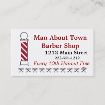 Barber Punch Card Customer Loyalty Business Card by dbvisualarts at Zazzle