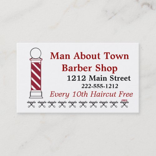 Barber Punch Card Customer Loyalty Business Card