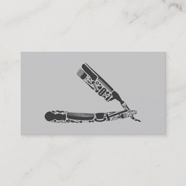 barber razor icons business card (Front)