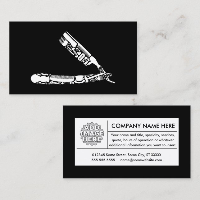 barber razor icons business card (Front/Back)