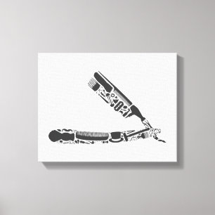barber razor icons canvas print