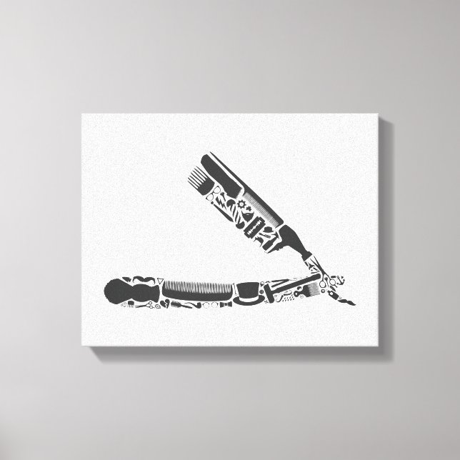 barber razor icons canvas print (Front)