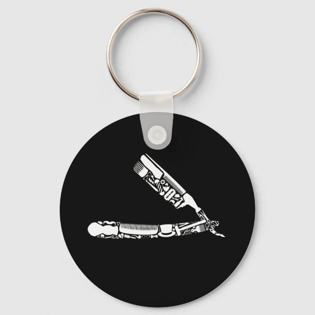 barber razor icons keychain (Front)