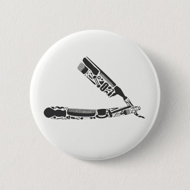barber razor icons pinback button (Front)