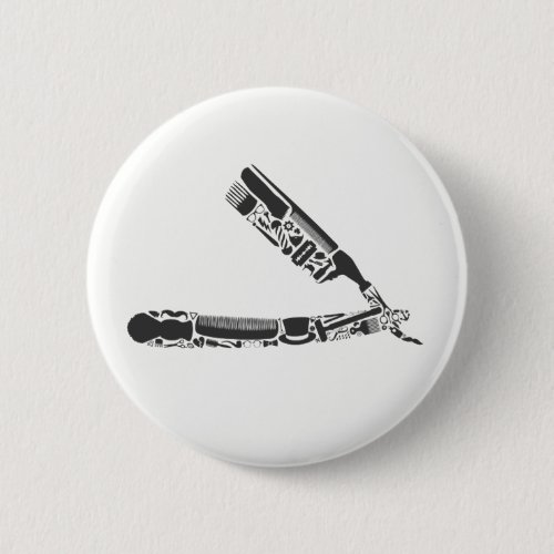 barber razor icons pinback button