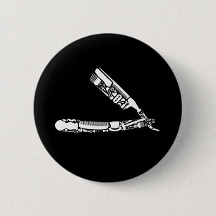 barber razor icons pinback button