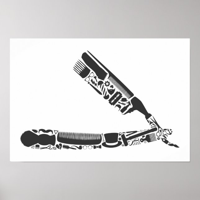 barber razor icons poster (Front)