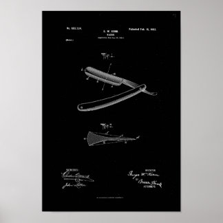 Barber Razor Patent Poster Print Artwork