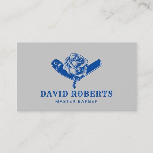 Barber Razor  Rose Barbershop Royal Blue Hair Business Card