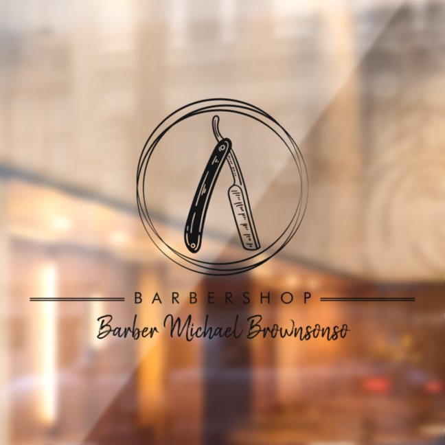 Barber Razor Simple Cut Window Cling