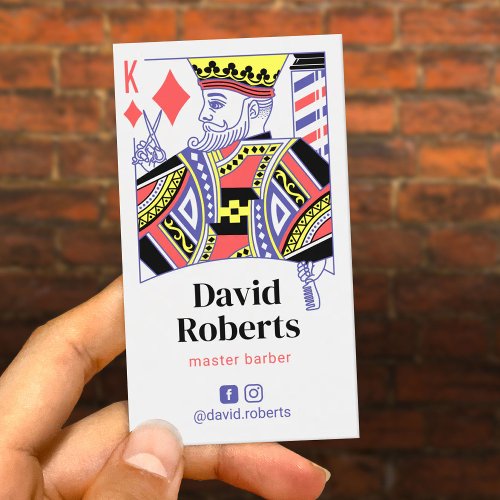 Barber Retro King of Diamonds Hair Stylist Business Card