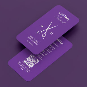 Barber Royal Purple Barbershop Scissors Modern Business Card