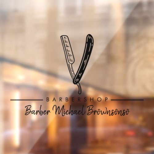 Barber Salon Razor Logo Business Window Cling