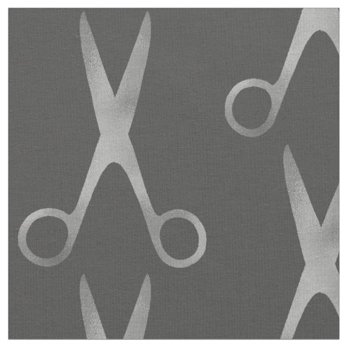 Barber salon silver scissors dark grey pattern fabric