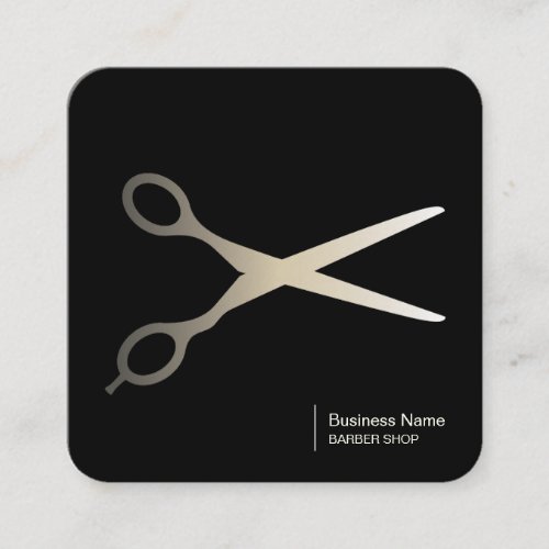Barber Scissors Elegant Black  Square Business Card