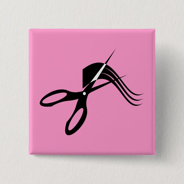 Barber Scissors - Hair Stylist Pinback Button (Front)