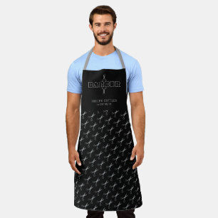Barber scissors pattern barbershop grey and black apron