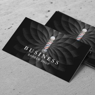 Barber Shop Abstract Black Modern Hair Stylist Business Card