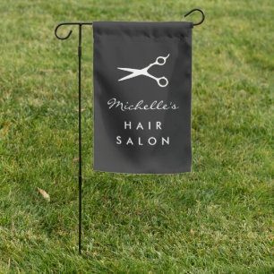 Barber shop and hair salon company logo garden flag