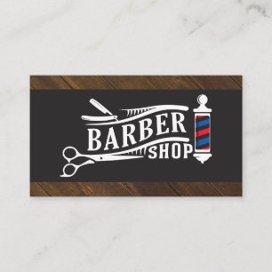 Barber Shop Barber Pole and Tools Business Card