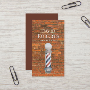 Barber Shop Barber Pole Barbershop Red Brick Hair Business Card