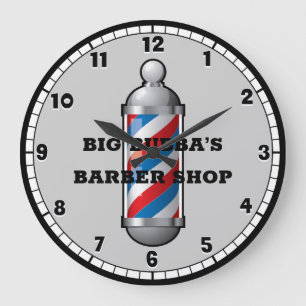 Barber Shop Barber Pole Custom Round Clock