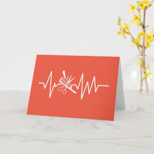 Barber Shop - Barber Scissors Comb Heartbeat Card
