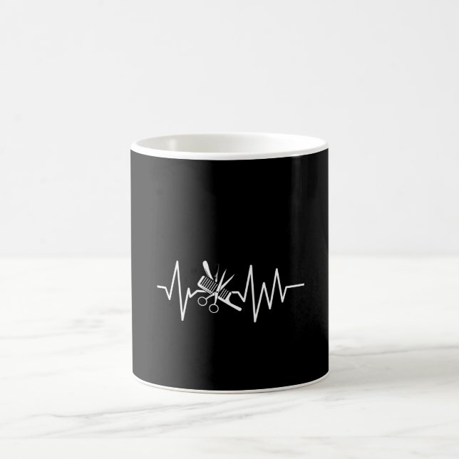 Barber Shop - Barber Scissors Comb Heartbeat Coffee Mug (Center)