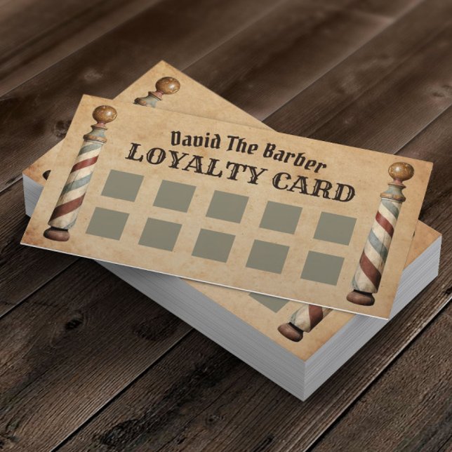 Barber Shop Barbershop Vintage Loyalty Punch Card (Creator Uploaded)