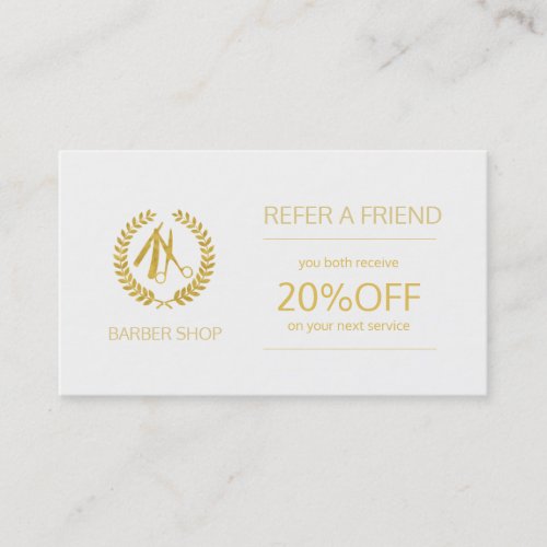 Barber shop beige tan and white referral template