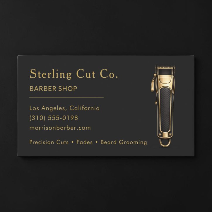 Barber Shop Black Gold Professional Business Card