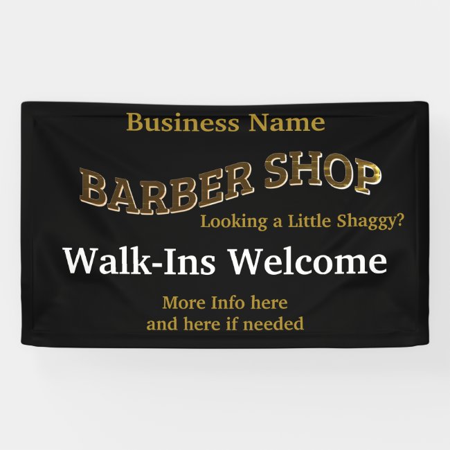 Barber Shop Black Gold Reopen America Banner