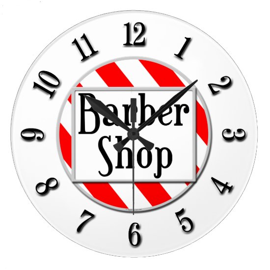 Barber Shop Black White Red Retro Clock