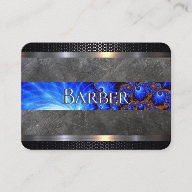 Barber Shop Blue Abstract Business Card (Front)