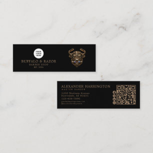 Barber Shop Bronze Buffalo Qr Code Social Icons Mini Business Card