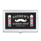 Barber shop business card case with mustache logo