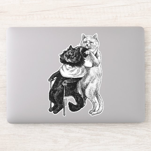 Barber shop cats animal illustration art sticker (Computer)