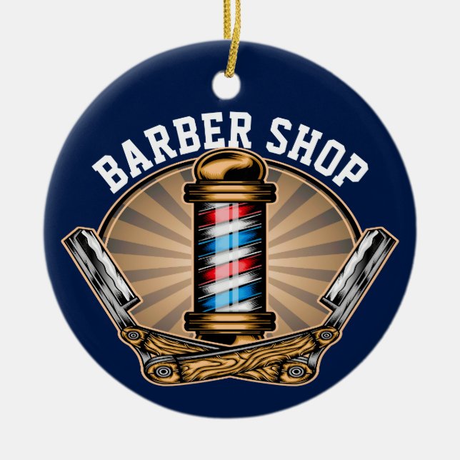 Barber Shop Ceramic Ornament (Front)
