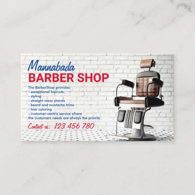 Barber Shop Chair Business Card