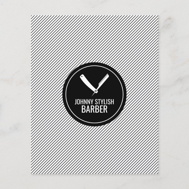 Barber shop circle and stripe black flyer (Front)