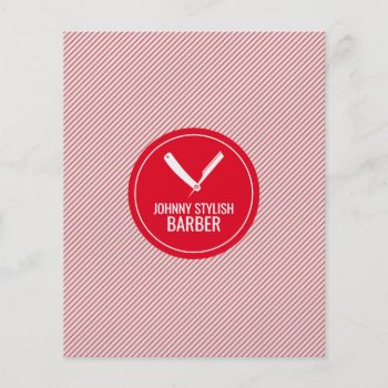 Barber Shop Circle And Stripe Red Cover Flyer by TwoFatCats at Zazzle