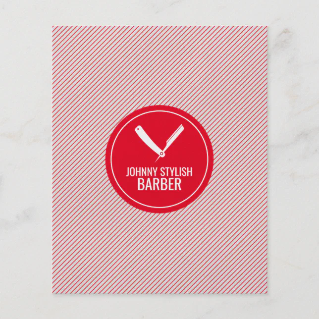 Barber shop circle and stripe red cover flyer Zazzle