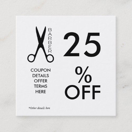 Barber shop coupon card  black and white