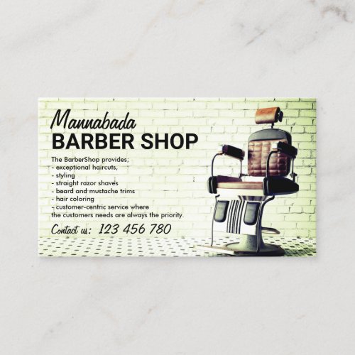 Barber Shop Custom Green Photo Business Card