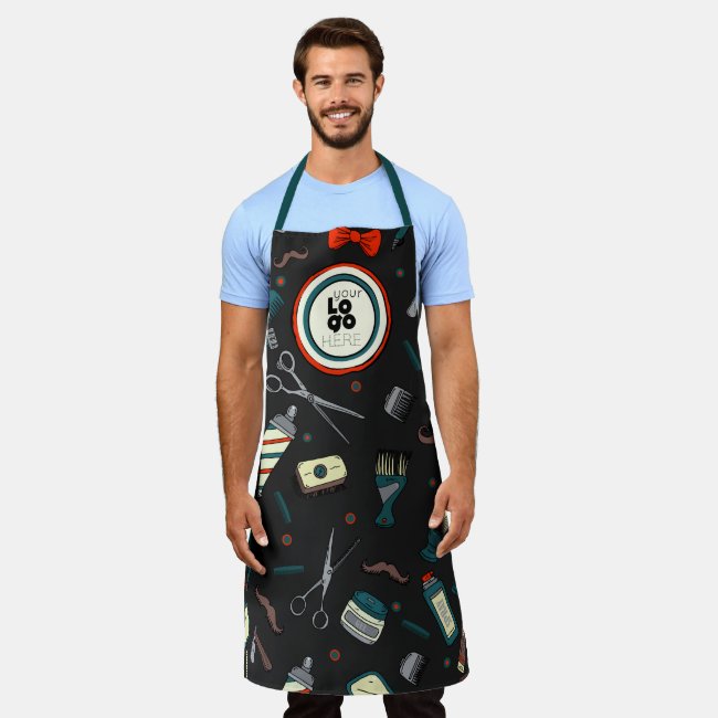 Barber Shop Custom Logo Template Fun Retro Black Apron