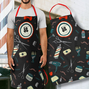 Barber Shop Custom Logo Template Fun Retro Black Apron